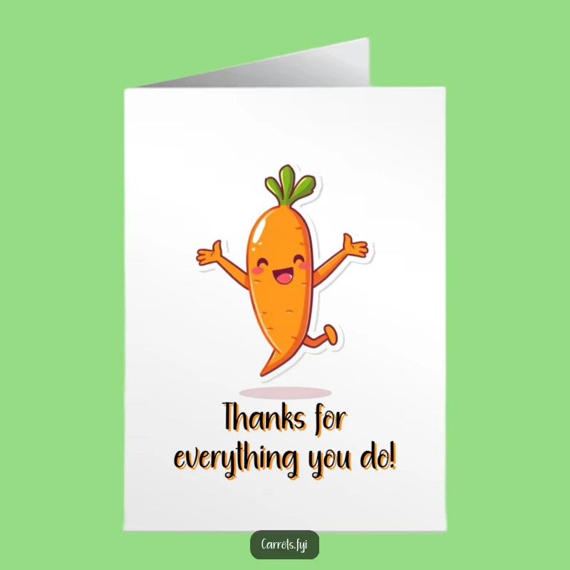 Free Printable Thank You Card: Amusing Jumping Carrot AI Art Funny Downloadable