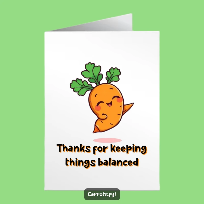 Charming Free Printable Thank You Card: Balancing Carrot Downloadable Gift