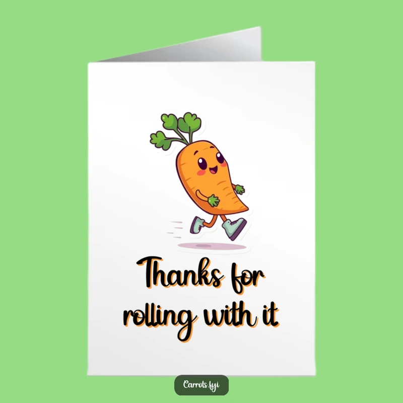 Free Printable Thank You Card: Funny Roller Skating Carrot, Heartfelt Downloadable