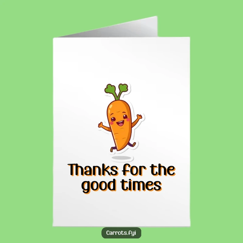 Free Printable Thank You Card: Dancing Carrot Character, Funny Appreciation, Downloadable Gift