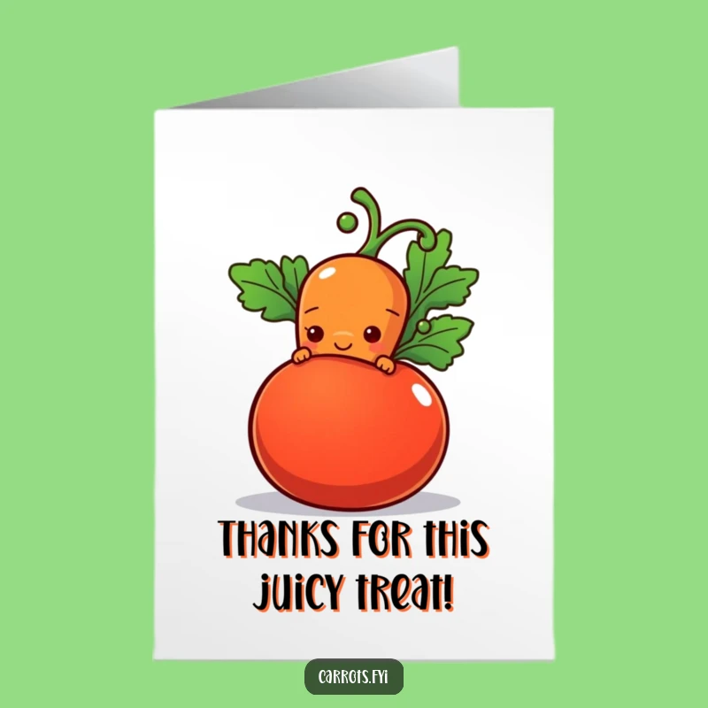 Free Printable Thank You Card: Shy Carrot Tomato Downloadable Gift