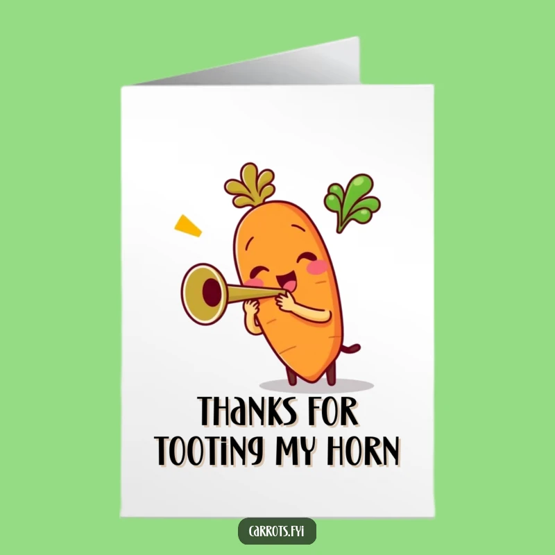 Free Printable Thank You Card: Trumpet Carrot AI Art Funny Downloadable