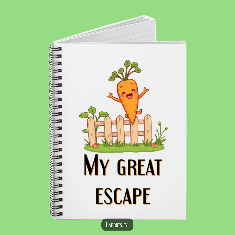 Funny Carrot Leaping Fence Notebook - Journal Your Adventures with This Veggie Friend