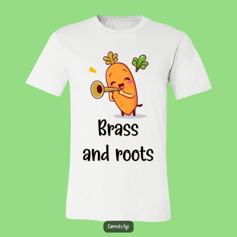 Funny Trumpet Carrot T-Shirt: Hilarious Musical Veggie Tee for Cheerful Style