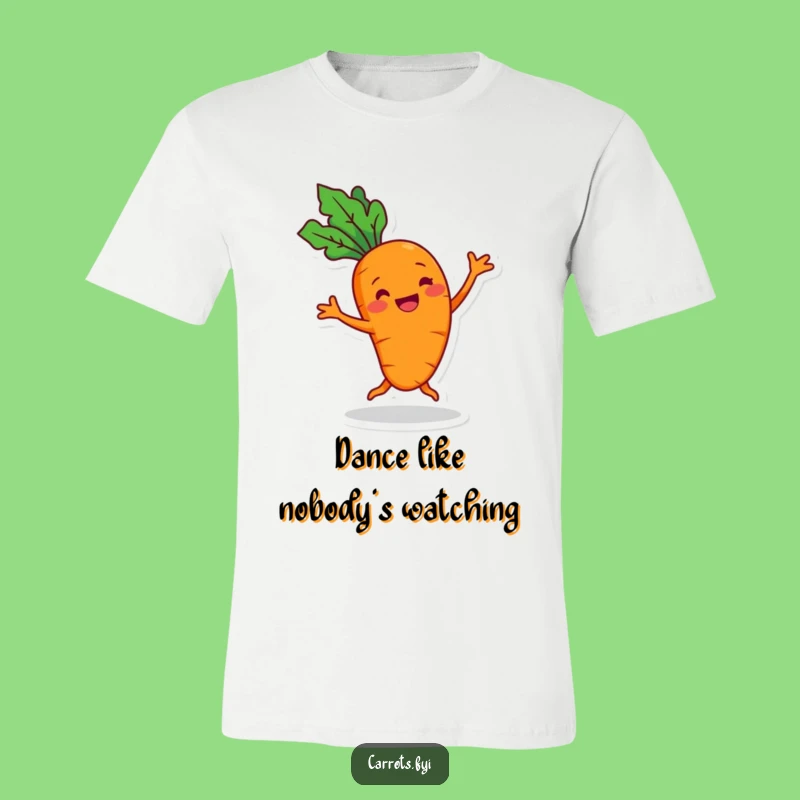 Funny Carrot Dance Tee - Cheerful Veggie Shirt with Grin, Hilarious Gift