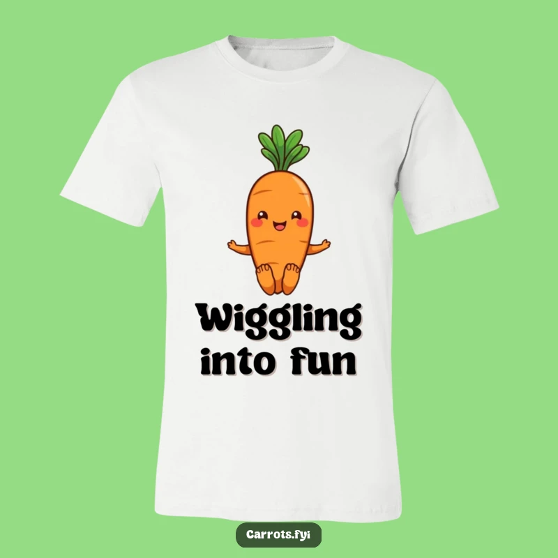 Funny Carrot Wiggle Tee - Smiling Veggie Shirt with Leafy Hair, Hilarious Gift